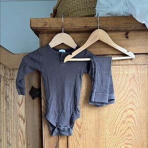 Jamie Kay | Chocolate Brown Cotton and Modal Ribbed Bodysuit Set